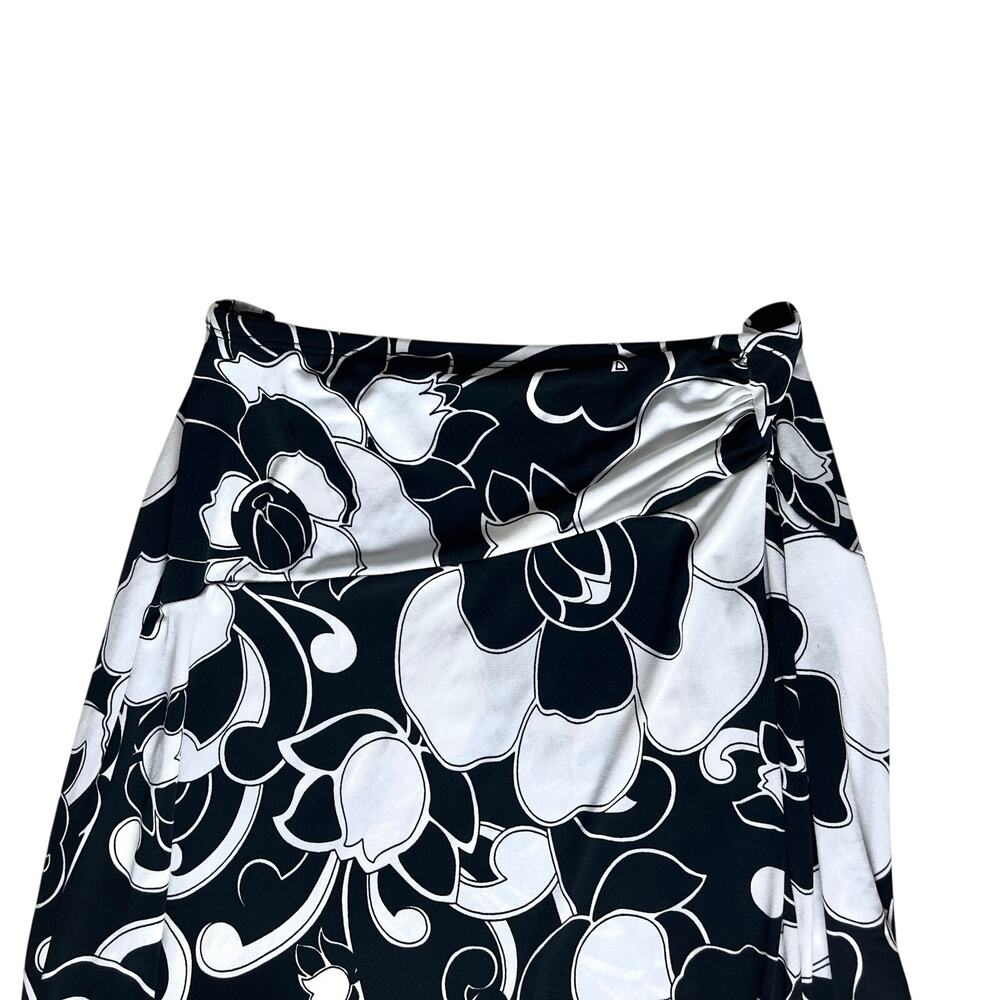 Retro Womens S Black White Floral Flare Skirt Carole Little - Picture 6 of 8
